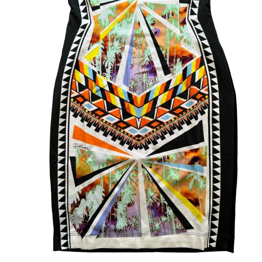 NWT Just Cavalli Bodycon Graphic Print Palm Tree Knee Length Dress Size 42 - Picture 3 of 13